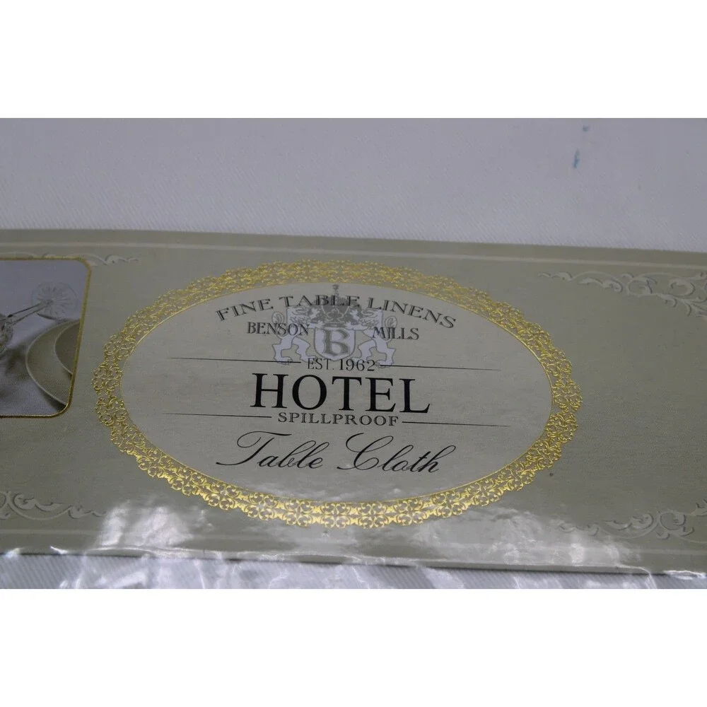 Benson Mills Hotel Spill proof Tablecloth White Extra Wide 66 in x 90 in White